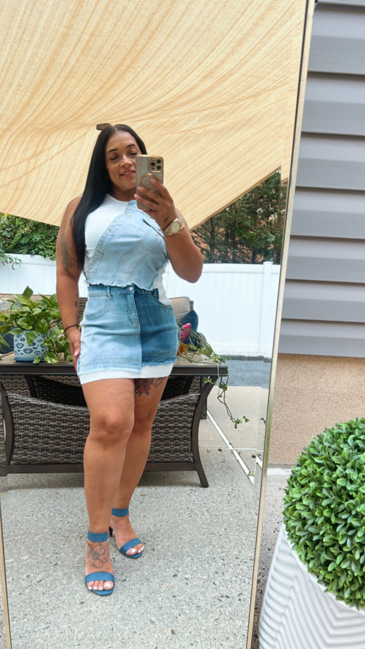 2 Tone Denim Skirt Set