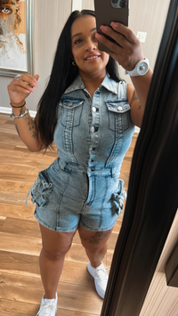 Denim Cargo Romper