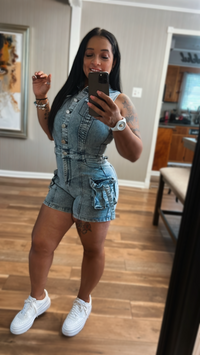 Denim Cargo Romper