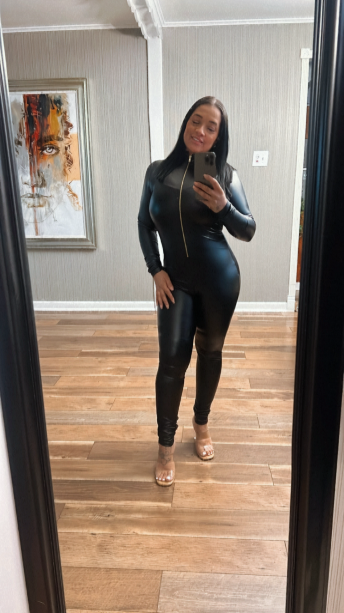 Solid Leather Jumpsuit